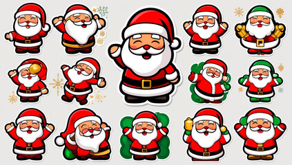 Fototapeta premium Set of different Santa Claus stickers