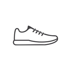 Running shoe outline icon. Simple line drawing of a running shoe, perfect for representing athletic wear, fitness, or sports.