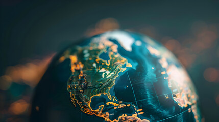 Transparent Globe Visualizing Global Economic Policies and Geopolitical Strategies