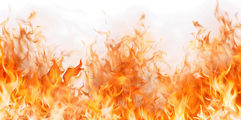 hot fire background isolated on white color background. Ai generated image