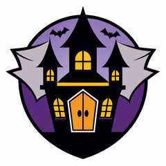 halloween castle with moon