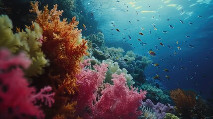Fototapeta premium Vibrant Underwater Coral Reef with Fish