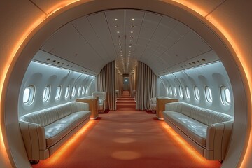 Obraz premium Passenger Aircraft Cabin Crew Rest Area The designated rest area for cabin crew during long-haul flights