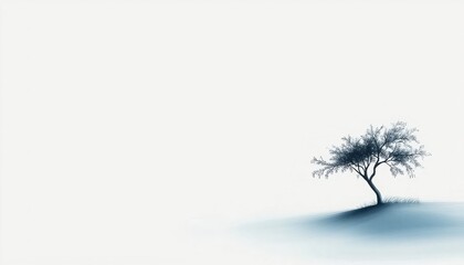 Hand-drawn minimalist nature illustration depicting a lone tree standing gracefully against an open horizon