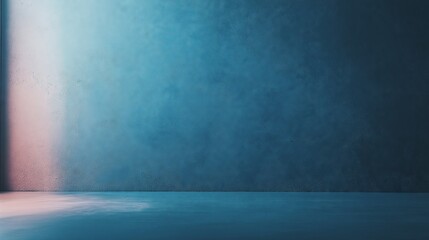 Minimalistic Blue Gradient Room Interior with Empty Wall and Floor
