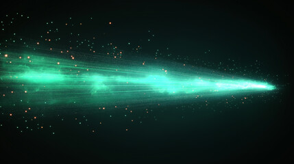 Obraz premium Vector illustration of green light lines of a car at night with motion blur