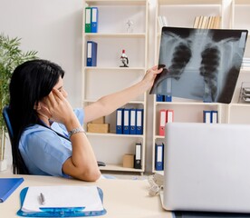 Female doctor radiologist working in the clinic