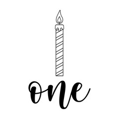 One birthday candle svg cut file. Isolated vector illustration.
