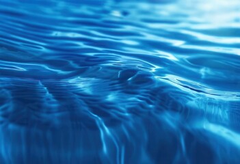 Fototapeta premium Rippling blue wave background with soft focus