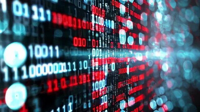 Abstract technology background with digital binary code. The binary code are running.big data concept.