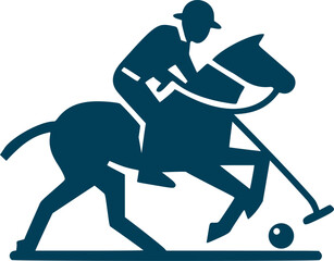 Silhouette of a polo player riding a running horse © Dezayn