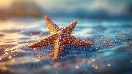 Starfish resting on the ocean seafloor