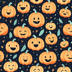 Obraz premium Seamless pattern background with Halloween pumpkins