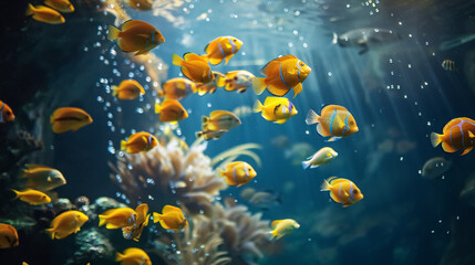 Naklejka premium School of fish swimming underwater