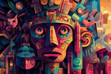 Fototapeta premium Abstract Geometric Portrait with Eyes and Mouth