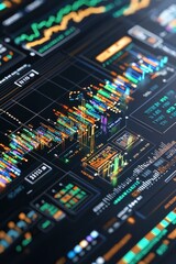 Obraz premium Stock Market Data Analysis Charts and Graphs on Digital Screen
