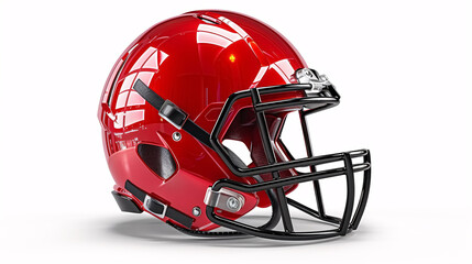 Shining Red American Football Helmet: Shiny red American football helmet isolated 