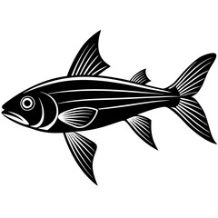grey mullet fish silhouette Vector SVG