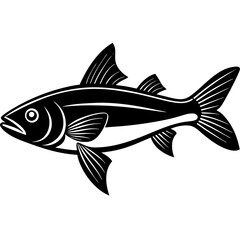 grey mullet fish silhouette Vector SVG