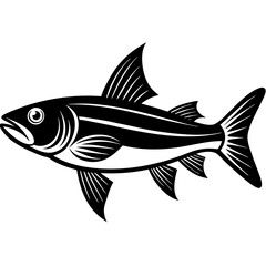 grey mullet fish silhouette Vector SVG