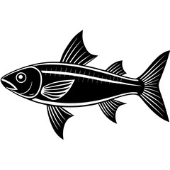 grey mullet fish silhouette Vector SVG