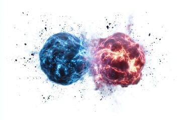 A detailed 3D render of a neutron star collision, showcasing the dramatic interaction in space physics