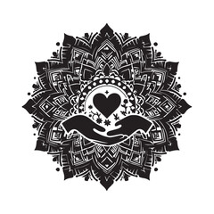 Fototapeta premium Beautiful floral pattern mandala art isolated on a white background, decoration element for meditation poster, yoga, banner, henna, invitation, cover page, design element mandala art, vector art