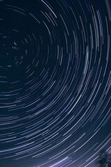 Minimalist macro cinematic representation of the night sky with star trails  AI generated illustration