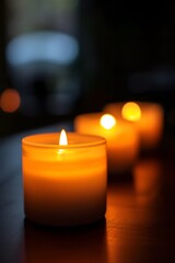 Minimalist view of candle flames flickering in a dark room  AI generated illustration