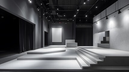 Minimalistic approach to a modern stage complemented by the stark contrast of gipsum accessories  AI generated illustration