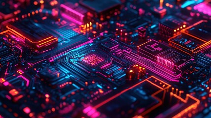 Obraz premium vibrant digital background with abstract circuits and patterns