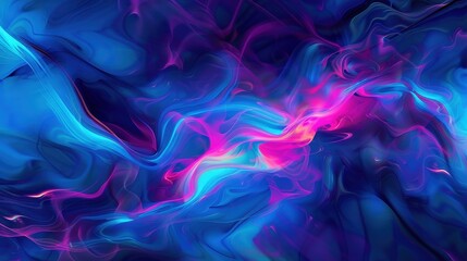 Obraz premium Electric Blue Reverie, an abstract digital creation showcasing intense electric blue and vibrant colors, reflecting the intricate and turbulent depths of the human psyche.