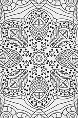  Arrière plan noir et blanc avec motif graphique mandala pour colorier