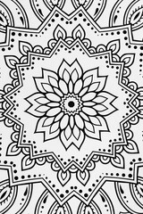  Arri&egrave;re plan noir et blanc avec motif graphique mandala pour colorier