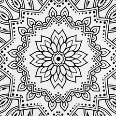  Arrière plan noir et blanc avec motif graphique mandala pour colorier