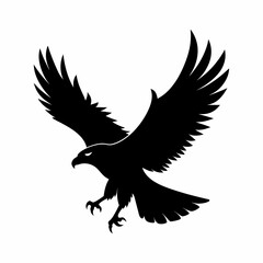 Obraz premium Flaying Raven Silhouette On White Background