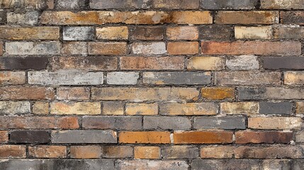 vintage brick wall background with faded, worn bricks