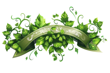banner featuring swirling green leaves in a classic, ornate design
