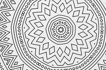  Arrière plan noir et blanc avec motif graphique mandala pour colorier