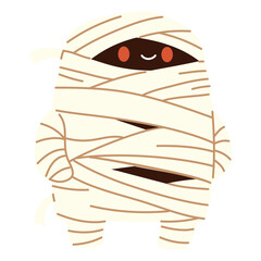 Flat vector illustration in children's style on white background. Cute mummy. Funny illustration for Halloween . Vector illustration