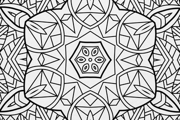  Arrière plan noir et blanc avec motif graphique mandala pour colorier