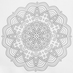  Arrière plan noir et blanc avec motif graphique mandala pour colorier