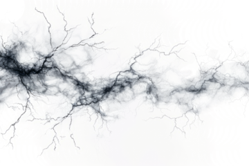 Lightning web spreading across the frame,  electrifying trap spell by a wizard, on white.