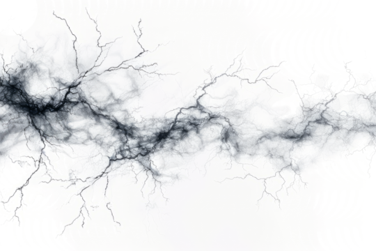 Lightning web spreading across the frame,  electrifying trap spell by a wizard, on white.