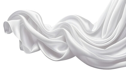 Flowing White Silk Fabric, Isolated on Black