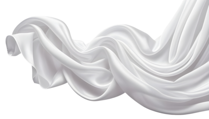 Flowing White Silk Fabric, Isolated on Black