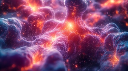Fototapeta premium glowing, interconnected purple filaments, resembling neural pathways or cosmic web structures