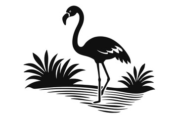 Simple flamingo bird silhouette vector illustration
