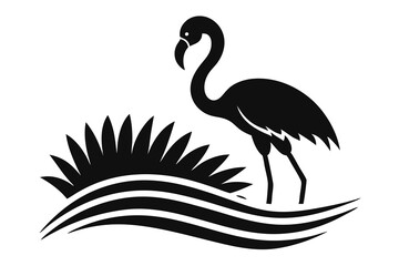 Simple flamingo bird silhouette vector illustration
