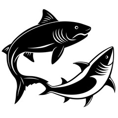 shark cat fish silhouette Vector